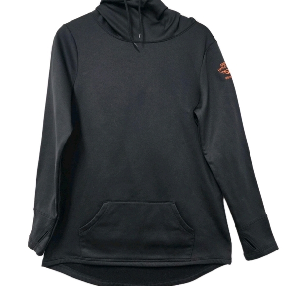 Harley Davidson Fleece Pullover Cowl Neck Hooded Abernathy's Gray Size Medium - Picture 1 of 6